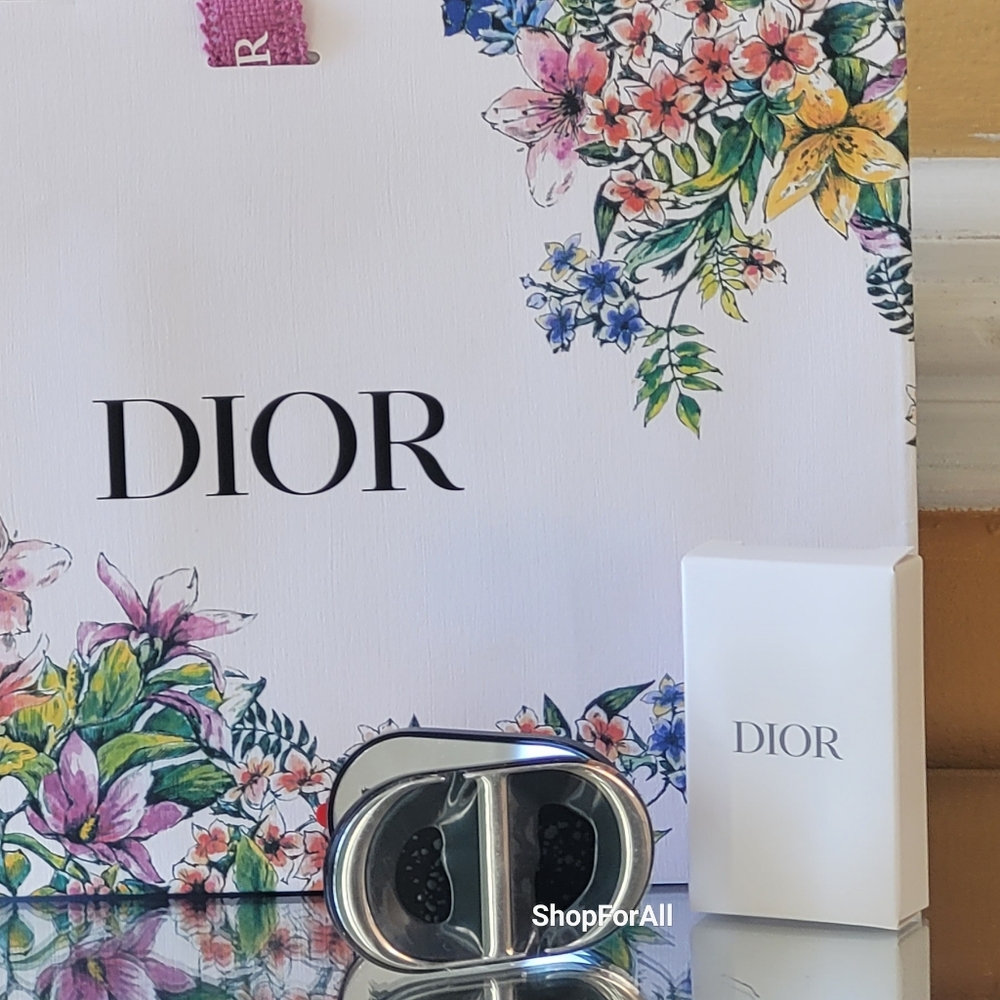 DIOR CD Smart Phone Pop Socket Phone Ring Mirror Stand Black/Silver Compact